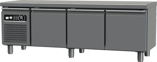 K+T Snacktiefkühltisch GN 1/1, Korpushöhe 475 mm, abgekantete Arbeitsplatte, 3 Abteile, steckerfertig