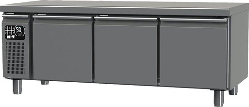 K+T Snacktiefkühltisch GN 1/1, Korpushöhe 475 mm, abgekantete Arbeitsplatte, 3 Abteile, Zentralkühlung