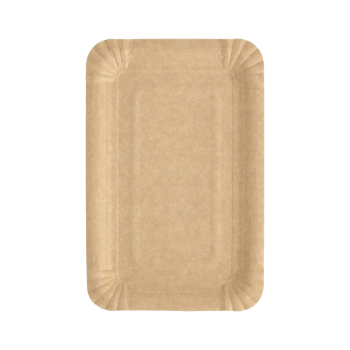 250 Teller, Pappe "pure" eckig 13 cm x 20 cm braun